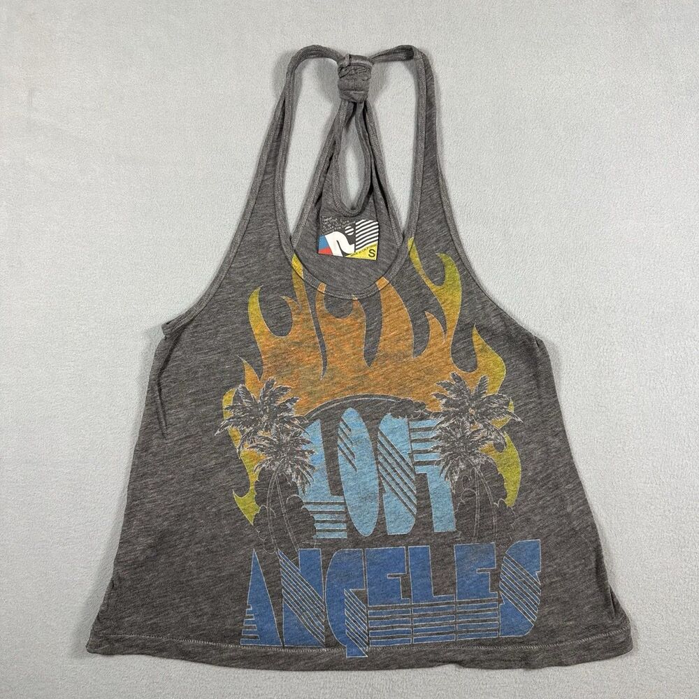 Rebel Yell Los Angeles Flame Graphic Halter Tank Top Womens Small USA Made
